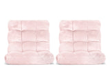 Artiss 2PCS Floor Lounge Sofa Bed Flannel Fabric Pink FLOOR-SBL-M193-S-PKX2