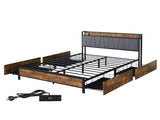 Levede Queen Bed Frame Soft Storage Drawers Headboard USB Charge BF105749