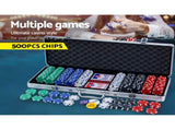 500pcs Poker Chips Set Casino Texas Hold'em Gambling Party Game Dice Cards Case PCS-RCO-500