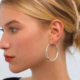 S925 Sterling Silver Hoop Earrings for Women, Lightweight Hypoallergenic Large Silver Hoops, 30 mm V1237-MS-724-149