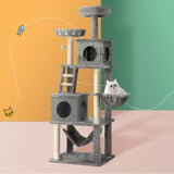 i.Pet Cat Tree 169cm Tower Scratching Post Scratcher Wood Bed Condo House Rattan Ladder PET-CAT-RATTAN02-GR