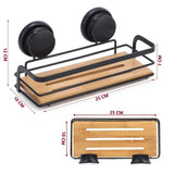 2 Pack Rectangular Bamboo Corner Shower Caddy Shelf Basket Rack with Premium Vacuum Suction Cup V178-36026