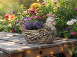 Rustic Rooster Planter w Hole & Plug 31cm V637-49429RST