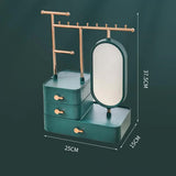 Elegant Green Jewelry Organizer with Mirror - Multi-Layer Storage & Display Stand V888-ELOSUNG18277