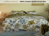 Bedding House Lilian Green 100% Cotton Percale Quilt Cover Set Queen V442-HIN-QUILTCS-LILIAN-GREEN-QS