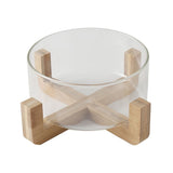 Creative Glass Salad Bowl with Wood Stand for Snacks and Fruits V1192-AZ-W-28528