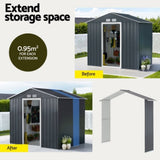 Giantz Garden Shed Outdoor Storage 2.15x1.74M Tool Workshop House w/Extension Kit SHED-GAB-4X7-AB-EXT