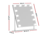 Embellir Bluetooth Makeup Mirror 30x40cm Hollywood Vanity with LED Light White MM-E-STAND-3040LED-WH-BT