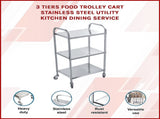 3 Tiers Food Trolley Cart Stainless Steel Utility Kitchen Dining Service V63-827561