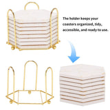8 PC Coasters for Drinks Absorbent with Holder Marble Design Ceramic Coaster Set Super Absorbent Hot V1369-AZ3-W-11833