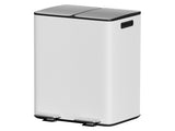 Cefito Pedal Bins Rubbish Bin Dual Compartment Waste Recycle Dustbins 60L White RB-60L-2C-WH