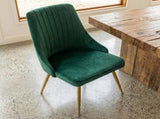 Viva Forever Set of 2 Green Velvet Dining Chairs-Art Deco Design with Gold Metal Legs V264-DNC-414V-GRN-02-1
