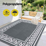 Gardeon Outdoor Rugs 152x244cm Large Carpet Reversible Area Mat PP Dual-Sided Patio Rug Greek Key OR-5X8FT-FRAME-GY
