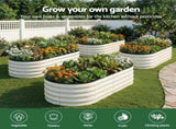 Green Fingers Raised Garden Bed 2 Pack Galvanised Planter Box Rust Resistant 120x60x30cm White GB-OVAL-1206030-WHX2