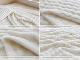 Grey Luxury Bubble Fleece Throw Blanket 180x200cm Sofa Couch Bed Blanket with FREE Pair of Flower V888-ELOSUNG54154