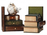 2-Piece Vintage Wooden Bookend Set with 6 Storage Drawers, 16.5 x 12.5 x 17 cm V1188-MS-731-045