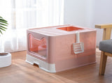Foldable Cat Litter Box with Pull-Out Tray -Easy Cleaning and Anti-Splash Design Pink 51*41*38cm V888-ELOSUNG10450