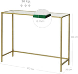 VASAGLE Console Table with Tempered Glass Golden V227-9101101023230