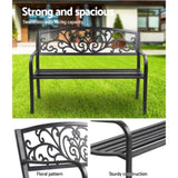 Gardeon Outdoor Garden Bench Seat Steel Outdoor Furniture 3 Seater Park Black GB-STEEL-XG201-BK