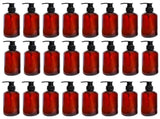 24PCS Pump Bottle Dispensers, 8oz Amber Plastic Bottles, Refillable Liquid Dispensers with Secure V1192-AZ-W-18328