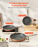 Frying Pan Skillet, Aluminum Egg Fry Pans, 3 Piece , Nonsitck Ceramic Heavy-Duty V952-LCGSJTTCTC81TK7PX001V0