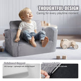 Baby Chair Foldable 2-in-1 Comfy Baby Lounger Couch Kids Sofa Grey V952-ETSF6354652INYQ5DV0