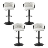 Artiss Bar Stool x4 Kitchen Dining Chair Counter Gaslift Woven Velvet Ivory BA-K-71096-BGX4