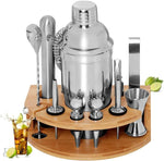 Cocktail Shaker Set Bartender Kit with Bamboo frame and 12 Pieces Stainless Steel Bar Tool Set V178-84585