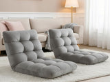 Artiss 2X Lounge Sofa Bed Flannel Fabric Grey FLOOR-SBL-M193-S-GYX2