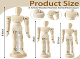 6 Pcs Artist Mannequin Model Wooden Manikin Drawing Moveable Figure with Stand Flexible Jointed V1370-AZ4-11721