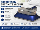 Blue Cordless UV-C Mite Remover Vacuum - 400ml Dust Cup, High-Frequency Tapping, Ergonomic Handle, V888-ELOSUNG53549