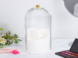 Rotating Makeup Brush Holder with Lid White Transparent Cover for Vanity V1366-AZ2-W-12158