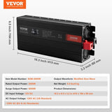 Modified Sine Wave Inverter, 3000Watt, DC 12V to AC 230V LCD Display Power Inverter with 3 AC V952-XZXNBQ3000WX61GMMV3