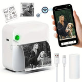 (BlackInkless Sticker Printer Mini Thermal Printer with Roll Thermal Paper, Wireless Pocket V1106-RMDYJ003