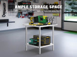 Stainless Steel Prep Table, 24 x 24 x 34 Inch, Heavy Duty Metal Worktable with 3 Adjustable Height V952-CFBXGGZTLCWJ45FJ5V0
