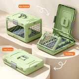 Foldable Pet Travel Carrier, PP Material with Reinforced Iron Mesh, Four Colors Available, Spacious V1232-ZDCWX-003