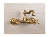Antique Bathtub Faucet Dual-Handle Brass Wall-Mounted Tub Faucet with Shower, Hot & Cold Mixer, V1107-113-40944-BRO-SHORT4