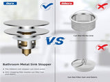 2 Pack All Metal Upgraded Bathroom Sink Stopper, Universal Pop Up Sink Drain Strainer, Brass Bullet V1259-DP01-A-2248