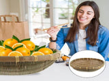 1Pc Bamboo Storage Tray in Khaki with Round Dustpan Design for Practical Home Use V1192-AZ-W-29153