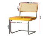 Artiss Dining Chairs Set of 2 Velvet Rattan Cantilever Yellow DINING-B-C01-VEL-YEX2