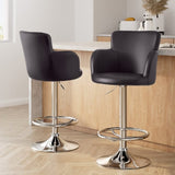 Artiss 2x Leather Bar Stools Swivel Adjustable Gas Lift PU Counter Chairs Brown BA-K-7200-BRX2