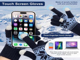 3 Pairs Touch Screen Gloves with Snow Flower Pattern, Warm Knit Winter Gloves Christmas Gifts V1189-LWWAL-20260325-00028