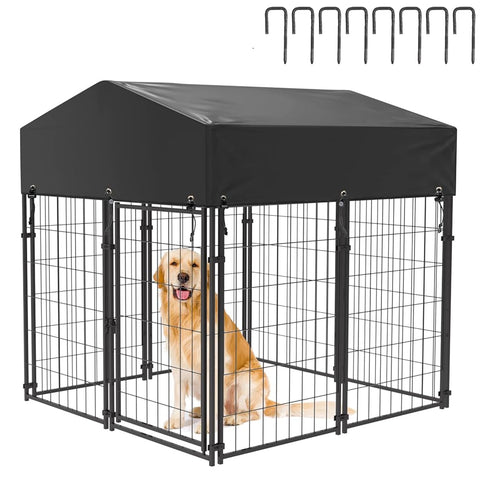 Outdoor Dog Kennel XS Pet Cage with Roof & Cover 127x120x134cm V178-66732
