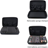 Black EVA Battery Organizer Case with Zipper, Holds 146 Batteries , Compact V1259-DP01-A-3754