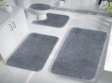 Bathroom Rugs Sets 4 Piece, Non Slip Bath Mats Absorbent Bath Rugs Floor Mat, Machine Washable V1369-AZ3-W-10074