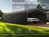 Carport Car Canopy 12x20FT Heavy Duty Car Shelter with Sidewalls White V952-FBSJSQCCKHS886LB9001V0