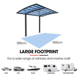SHADE SHIELD Single Cantilever Carport 3.0m x 5.5m x 3.5m, Aluminium Alloy Frame, Polycarbonate V219-CPRSINPCSL2A