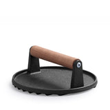 Round & Rectangle Heavy-Duty Cast Iron Smash Meat Steak With Wood Handle for chef Griddle Grills V1370-AZ4-07202