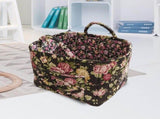 Foldable Fabric Storage Basket with Handles, Boho Floral Print Large Capacity Clothes Organizer for V1237-ZY-917-130