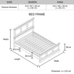 King Bed Frame in Solid Wood with Slats Support in Grey colour V43-BED-SPNC-K